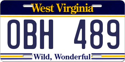 WV license plate OBH489