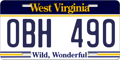 WV license plate OBH490