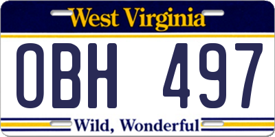 WV license plate OBH497