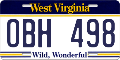WV license plate OBH498