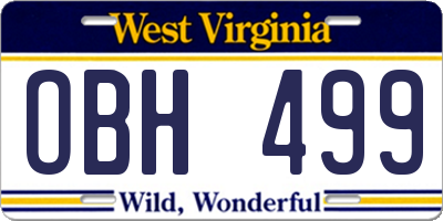 WV license plate OBH499