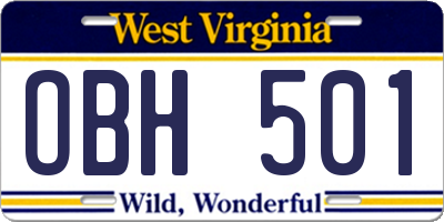 WV license plate OBH501