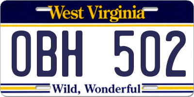 WV license plate OBH502