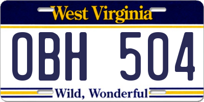 WV license plate OBH504