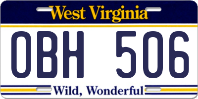 WV license plate OBH506