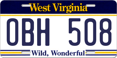 WV license plate OBH508