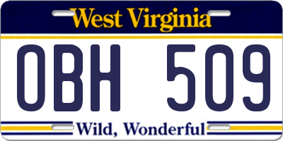 WV license plate OBH509