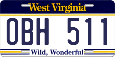 WV license plate OBH511