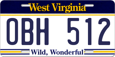 WV license plate OBH512