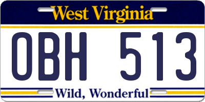 WV license plate OBH513