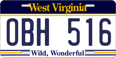WV license plate OBH516