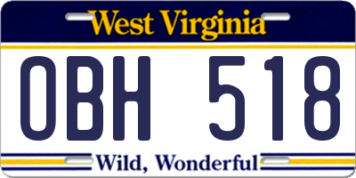 WV license plate OBH518