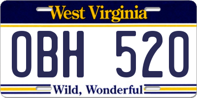 WV license plate OBH520