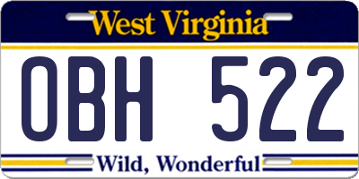WV license plate OBH522