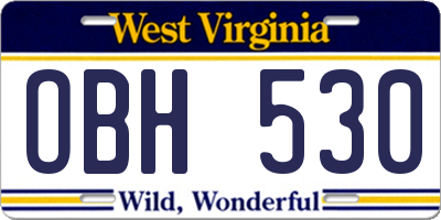 WV license plate OBH530