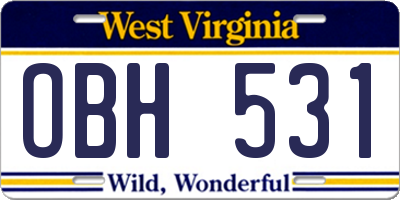 WV license plate OBH531