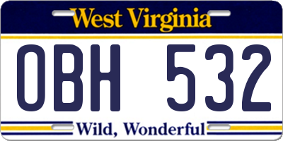 WV license plate OBH532