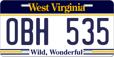 WV license plate OBH535