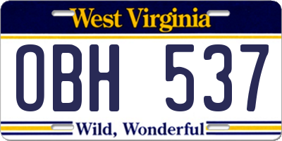WV license plate OBH537