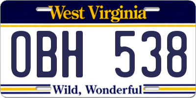 WV license plate OBH538