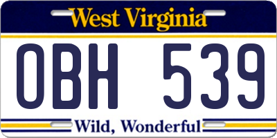WV license plate OBH539
