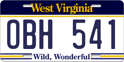 WV license plate OBH541