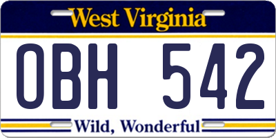WV license plate OBH542