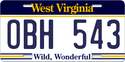WV license plate OBH543
