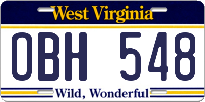 WV license plate OBH548