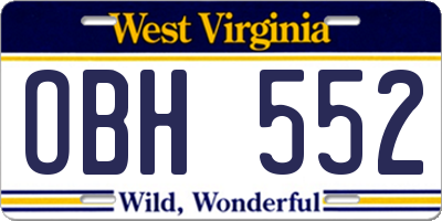 WV license plate OBH552