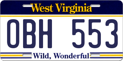 WV license plate OBH553