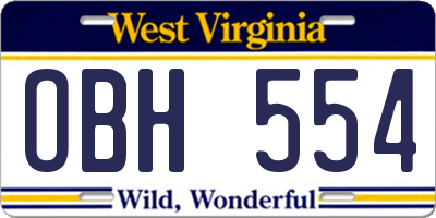 WV license plate OBH554