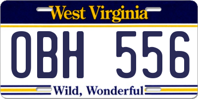 WV license plate OBH556