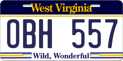 WV license plate OBH557