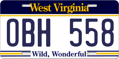 WV license plate OBH558