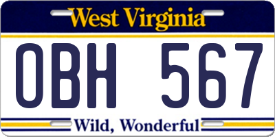 WV license plate OBH567
