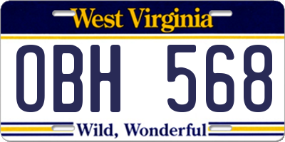 WV license plate OBH568