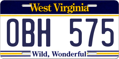 WV license plate OBH575