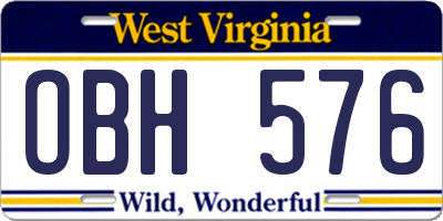 WV license plate OBH576
