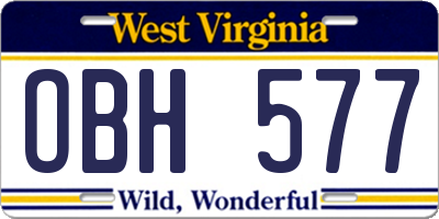 WV license plate OBH577