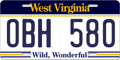 WV license plate OBH580