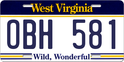 WV license plate OBH581