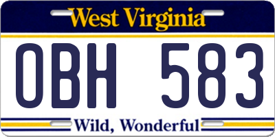 WV license plate OBH583