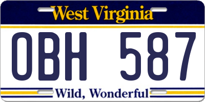 WV license plate OBH587