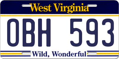 WV license plate OBH593