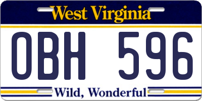 WV license plate OBH596