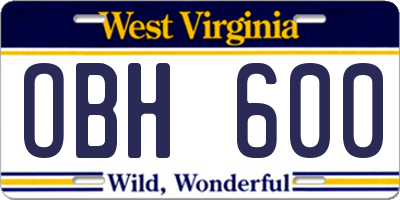 WV license plate OBH600
