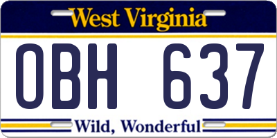WV license plate OBH637