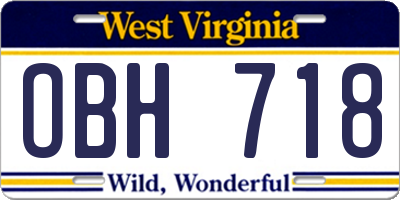 WV license plate OBH718