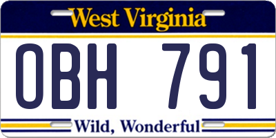 WV license plate OBH791